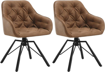 Draaibare eetkamerstoelen met armleuningen 2 stuks | Lichtbruin | 57,5x53x82,5 cm