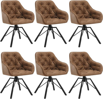 6-delige draaibare eetkamerstoelen met armleuningen | Hellbruin | 57,5x53x82,5 cm
