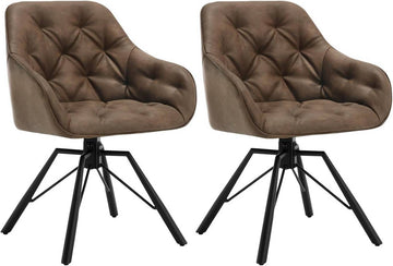 Eetkamerstoel draaibaar met armleuningen 2 stuks | Bruin | 57,5x53x82,5 cm