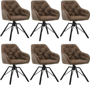 Draaibare eetkamerstoelen met armleuningen 6-delige set | Bruin | 57,5x53x82,5 cm