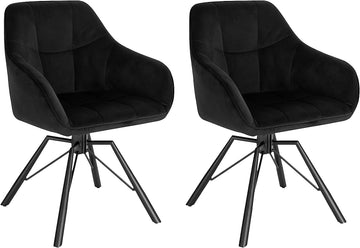 Draaibare eetkamerstoelen met armleuningen 2-delig | Zwart | 58,5x54,5x82,5 cm