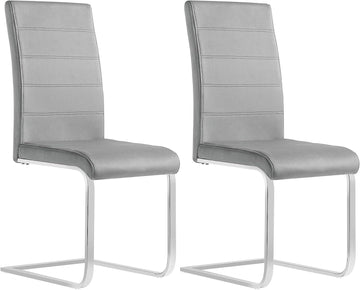 Set van 2 eetkamerstoelen met hoge rugleuning | Zwart en donkergrijs | 41x55,5x100 cm