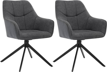 Draaibare eetkamerstoelen 2-delige set met armleuningen | Donkergrijs | 58x63,5x86 cm