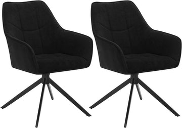 Draaibare eetkamerstoelen met armleuningen 2 stuks | Zwart | 58x63,5x86 cm
