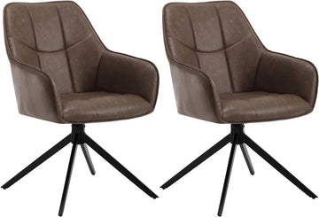 Draaibare eetkamerstoelen met armleuningen 2 stuks | Bruin | 58x63,5x86 cm