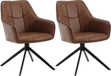 Draaibare eetkamerstoelen met armleuningen 2 stuks | Lichtbruin | 58x63,5x86 cm