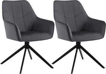 Draaibare eetkamerstoelen 2 stuks met armleuningen | Donkergrijs | 58x63,5x86 cm