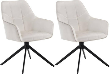 Draaibare eetkamerstoelen 2 stuks met armleuningen fluweel | Creme | 58x63,5x86 cm