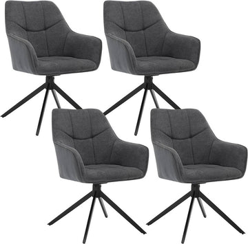 Draaibare eetkamerstoelen set van 4 met armleuningen | Donkergrijs | 58x63,5x86 cm