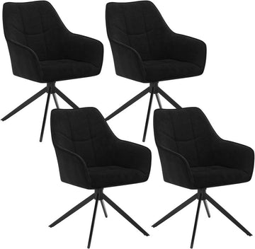 Draaibare eetkamerstoelen 4-delige set met armleuningen | Donkergrijs, Zwart | 58x63,5x86 cm