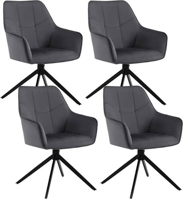 Draaibare eetkamerstoelen met armleuningen 4-delige set | Donkergrijs | 58x63,5x86 cm