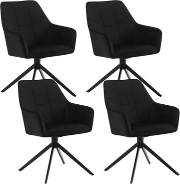 Draaibare eetkamerstoelen 4-delige set met armleuningen | Zwart | 58x63,5x86 cm
