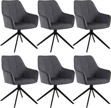 Draaibare eetkamerstoelen met armleuningen 6-delige set | Donkergrijs | 58x63,5x86 cm