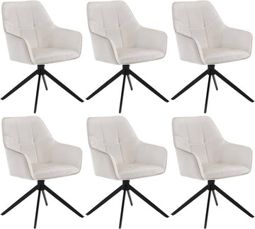 Draaibare eetkamerstoelen met armleuningen 6-delige set | Crème | 58x63,5x86 cm