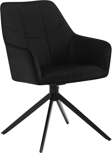 Draaibare eetkamerstoel met armleuningen van fluweel | Zwart | 58x63,5x86 cm