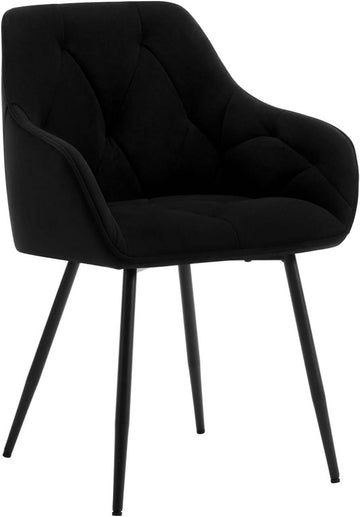 Ergonomische eetkamerstoel met armleuningen | Zwart | 56x53x83,5 cm