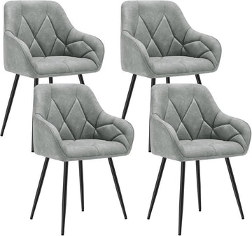 Set van 4 eetkamerstoelen met armleuningen | Grijs | 56x53x83.5 cm