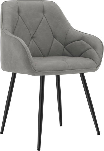 Eetkamerstoel van vintage kunstleer met armleuningen | Donkergrijs | 56x53x83,5 cm