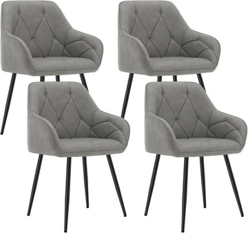 Set van 4 eetkamerstoelen met armleuningen | Donkergrijs | 56x53x83,5 cm