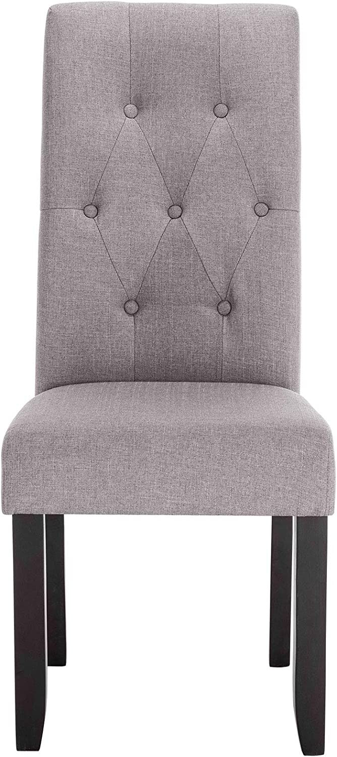 Set van 4 eetkamerstoelen van linnen en massief hout | Lichtgrijs | 47x42x107 cm