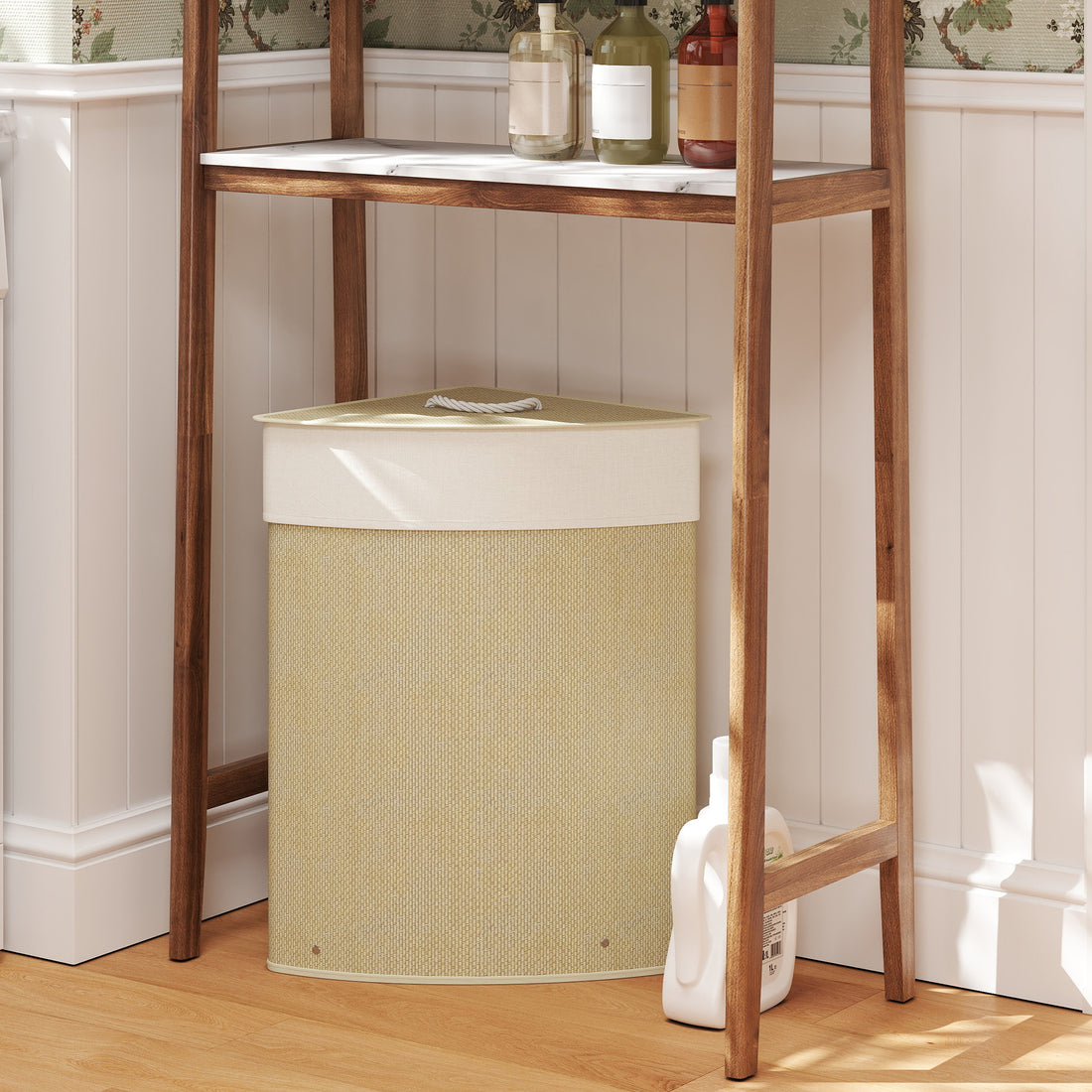 Fyrkantig tvättkorg i bambu, 55 liter | Färg: Naturträ | Mått: 35x35x60 cm