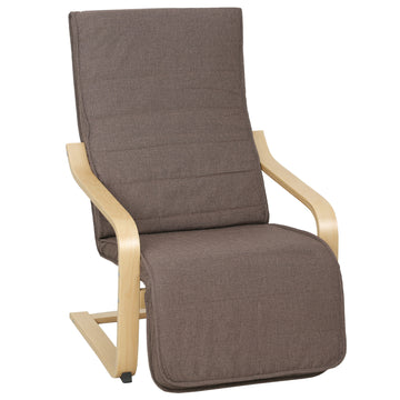 Relaxfauteuil met verstelbare voetensteun | Kleur: Bruin | Afmetingen: 94x66,5x100 cm