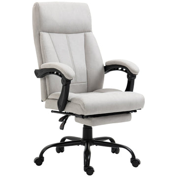 Massage bureaustoel met voetsteun | Kleur: Lichtgrijs | Afmetingen: 65x74x111-119 cm