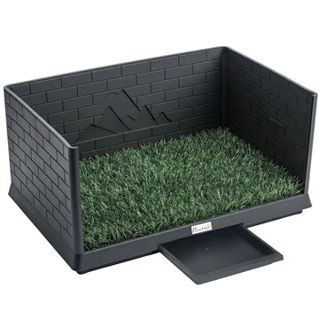 Hondentoilet met kunstgras en hoge wanden | Kleur: Zwart | Afmetingen: 51x75x36,5 cm