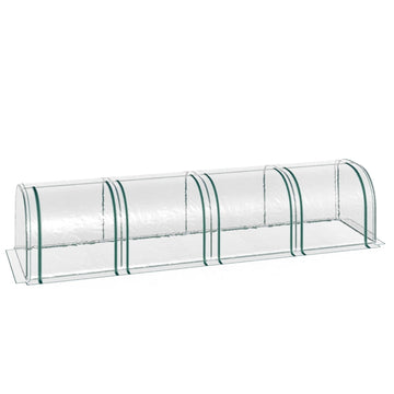 Tunnelkas met 4 ritsramen | Kleur: Donkergroen, transparant | Afmetingen: 100x395x80 cm