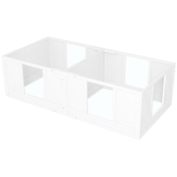 Puppywerpkist met transparante panelen en 2 kamers | Kleur: Wit | Afmetingen: 80x164x48 cm