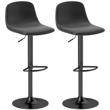 2 verstelbare barkrukken - Synthetisch leer | Kleur: Grijs | Afmetingen: 40.5x44x84-104 cm