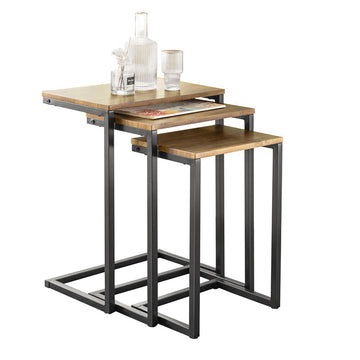 Set van 3 bijzettafels - bijzettafels - salontafels - ruimtebesparend ontwerp - MDF en metaal - 46 cm x 61 cm x 30 cm