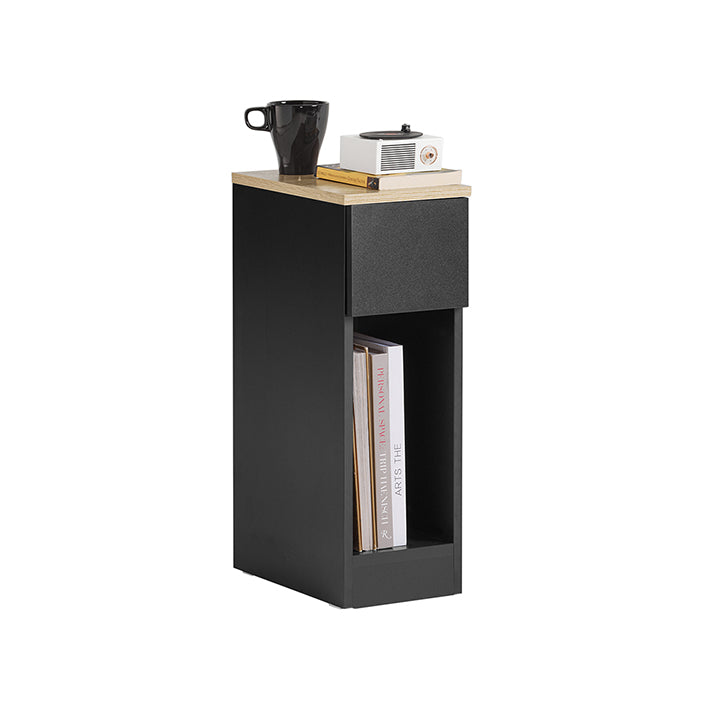Nachtkastje met Lade - Salontafel - Sofatafel - Bijzettafel - Zwart - Stevig en antislip - Ruimtebesparend ontwerp - 20 cm x 60 cm x 35 cm