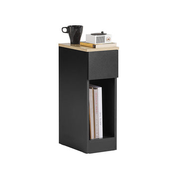 Nachtkastje met Lade - Salontafel - Sofatafel - Bijzettafel - Zwart - Stevig en antislip - Ruimtebesparend ontwerp - 20 cm x 60 cm x 35 cm