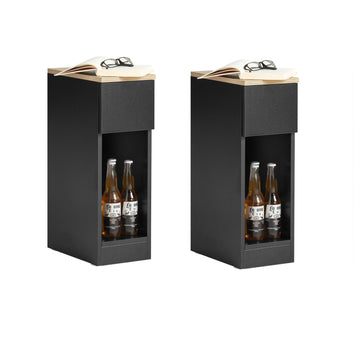 Nachtkastje Set van 2 - Sofatafel - Bijzettafel - Zwart - met lade en open vak - Stabiel met antislipvoetkussens - 20 cm x 60 cm x 35 cm