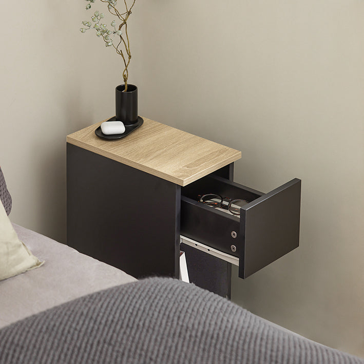Nachtkastje met Lade - Salontafel - Sofatafel - Bijzettafel - Zwart - Stevig en antislip - Ruimtebesparend ontwerp - 20 cm x 60 cm x 35 cm