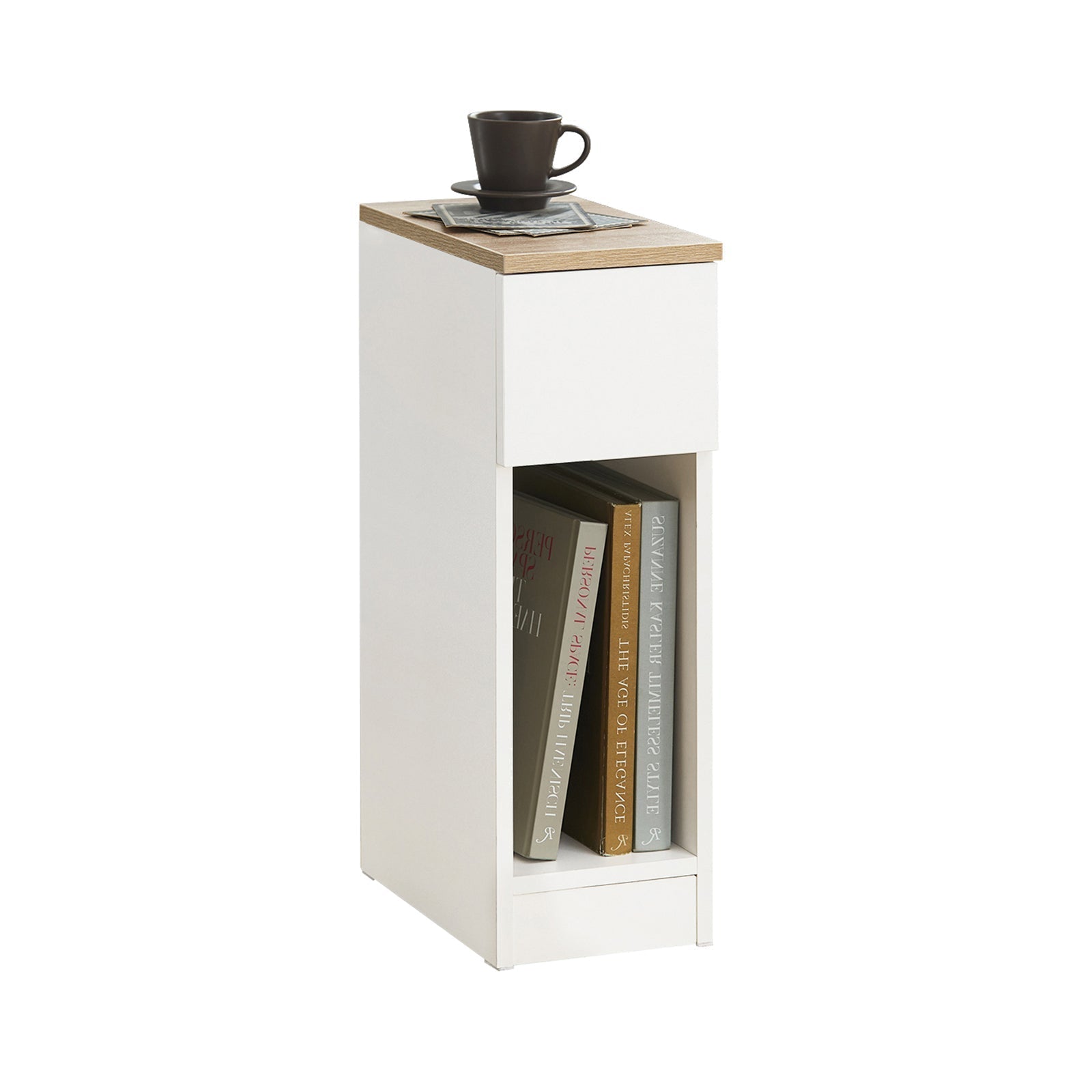 Nachtkastje met Lade - Salontafel - Sofatafel - Bijzettafel - Wit - Organisatorische opbergruimte - Verbeterde stabiliteit - Ruimtebesparend ontwerp - 20 cm x 60 cm x 35 cm