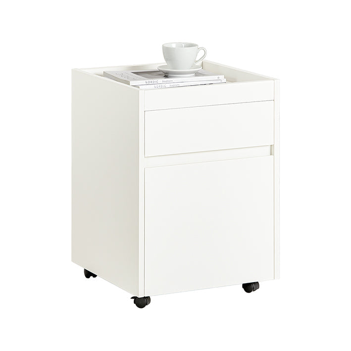 Mobiele Kantoorwagen - Bijzettafel met Wielen - Printerstandaard - Opberglades - Afsluitbare zwenkwielen - Eenvoudige montage - Wit - 40 cm x 54 cm x 40 cm