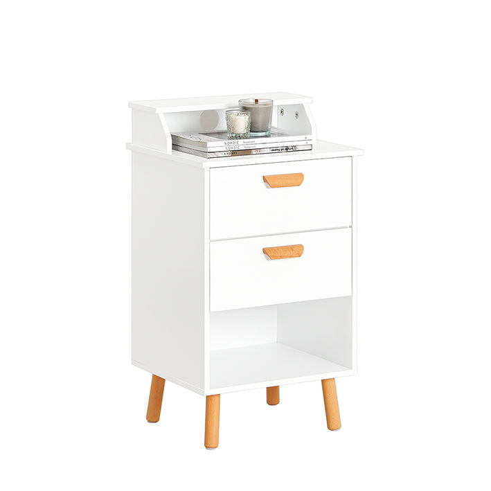 Nachtkastje - Nachtkastje - Bijzettafel - Functioneel met privacy - Draadgat voor opladen - Stevige beukenhouten poten - 40 cm x 71 cm x 35 cm