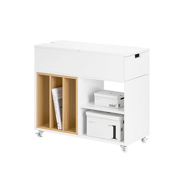 Mobiele archiefkast - Opbergmeubel - Organizer - Moeiteloze mobiliteit - 30x61x70cm - PB/MDF - Lade en deur, natuurlijke boekenplank
