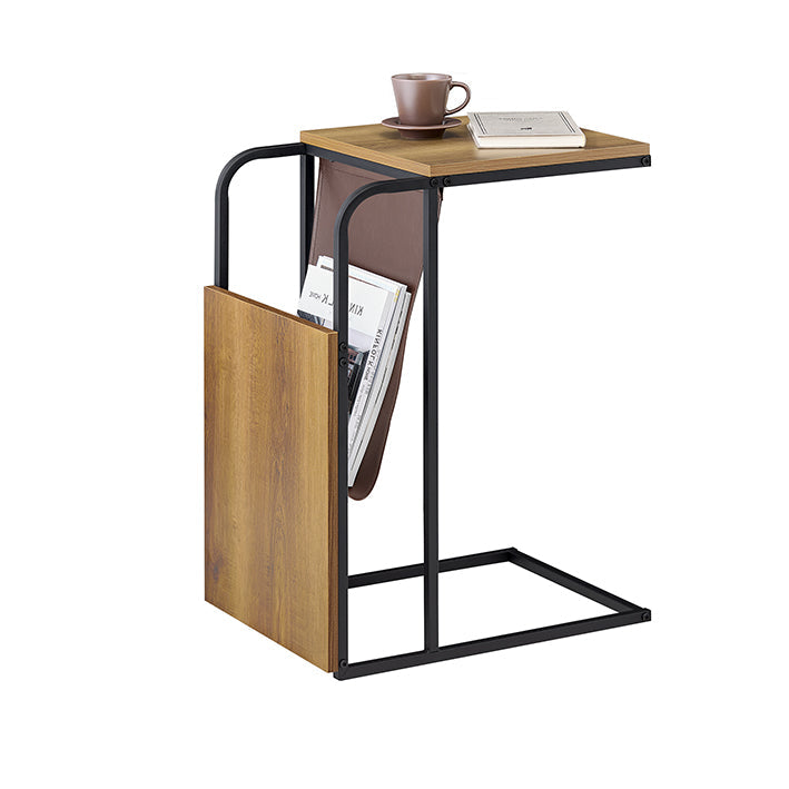 Sofa Bijzettafel - Dubbele bladen - Lichtgewicht en draagbaar - Leren zak - PB(E1) - 36 cm x 65 cm x 50 cm.