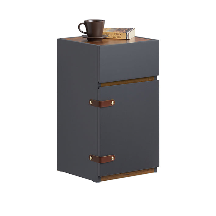 Elegant Nachtkastje - Bijzettafel - Nachtkastje - Veel opbergruimte - 30x56x30cm - Grijs en bruin leer