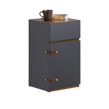 Elegant Nachtkastje - Bijzettafel - Nachtkastje - Veel opbergruimte - 30x56x30cm - Grijs en bruin leer