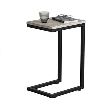 Moderne Bijzettafel - Salontafel - Laptopbureau - Lichtgrijze spaanplaat - Metalen frame - Vloerbeschermer - 30 cm x 60 cm x 40 cm