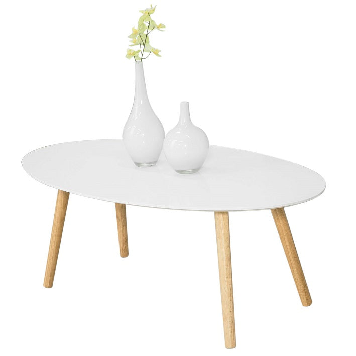 Scandinavische salontafel - Retro bijzettafel - elliptische woonkamertafel - stijlvolle opbergoplossing - 105x40x60cm