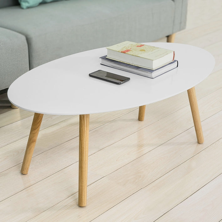 Scandinavische salontafel - Retro bijzettafel - elliptische woonkamertafel - stijlvolle opbergoplossing - 105x40x60cm