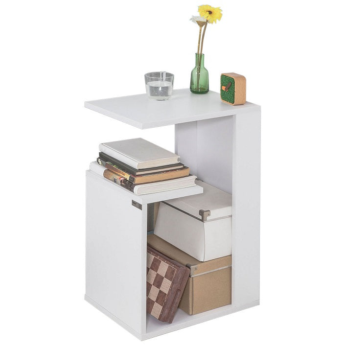 Witte Bijzettafel - Salontafel - Banktafel - 3 lagen opbergruimte - Stevig en duurzaam - Ruimtebesparend ontwerp - 30 cm x 60 cm x 40 cm
