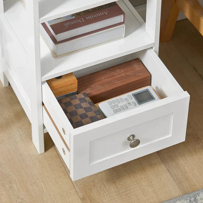Bijzettafel-Bijzettafel-Telefoontafel-Lamptafel Banktafel-Nachtkastje met 3 Planken en 1 Lade