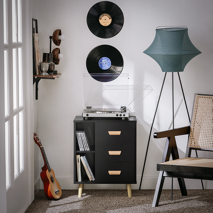 Nachtkastje - Bijzettafel - Telefoontafel - Moderne charme - Eenvoudige montage - Compact ontwerp - 48 cm x 60 cm x 40 cm - Zwart FBT95-SCH
