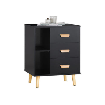 Nachtkastje - Bijzettafel - Telefoontafel - Moderne charme - Eenvoudige montage - Compact ontwerp - 48 cm x 60 cm x 40 cm - Zwart FBT95-SCH